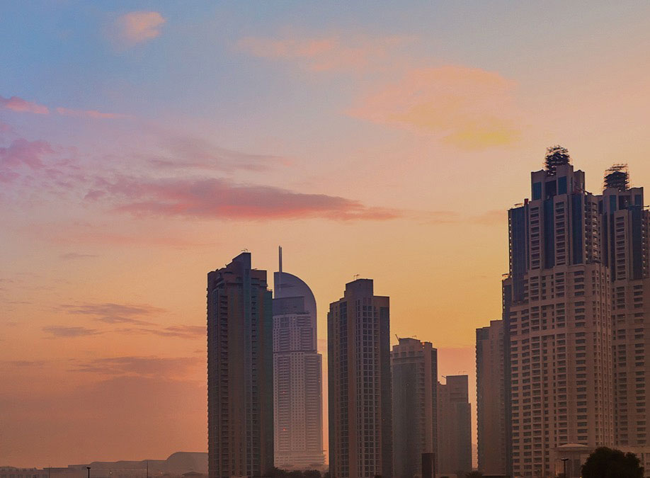 city view sunset